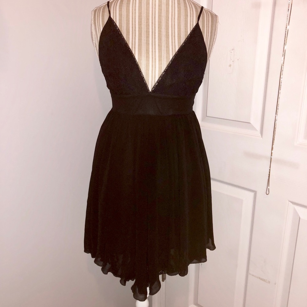 Black lace mini dress